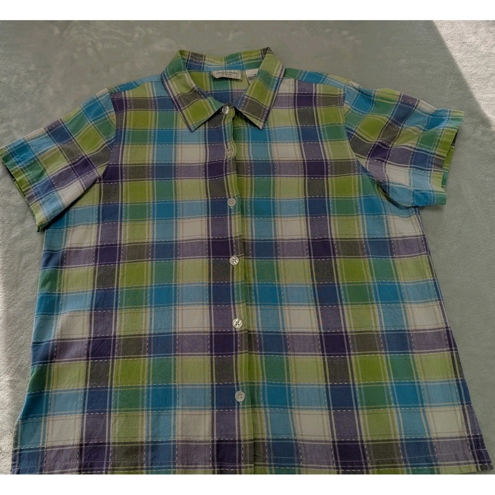 Lemon Grass Woman 1X 2 Piece Jacket Top Button-Down Front Short Sleeves Tank